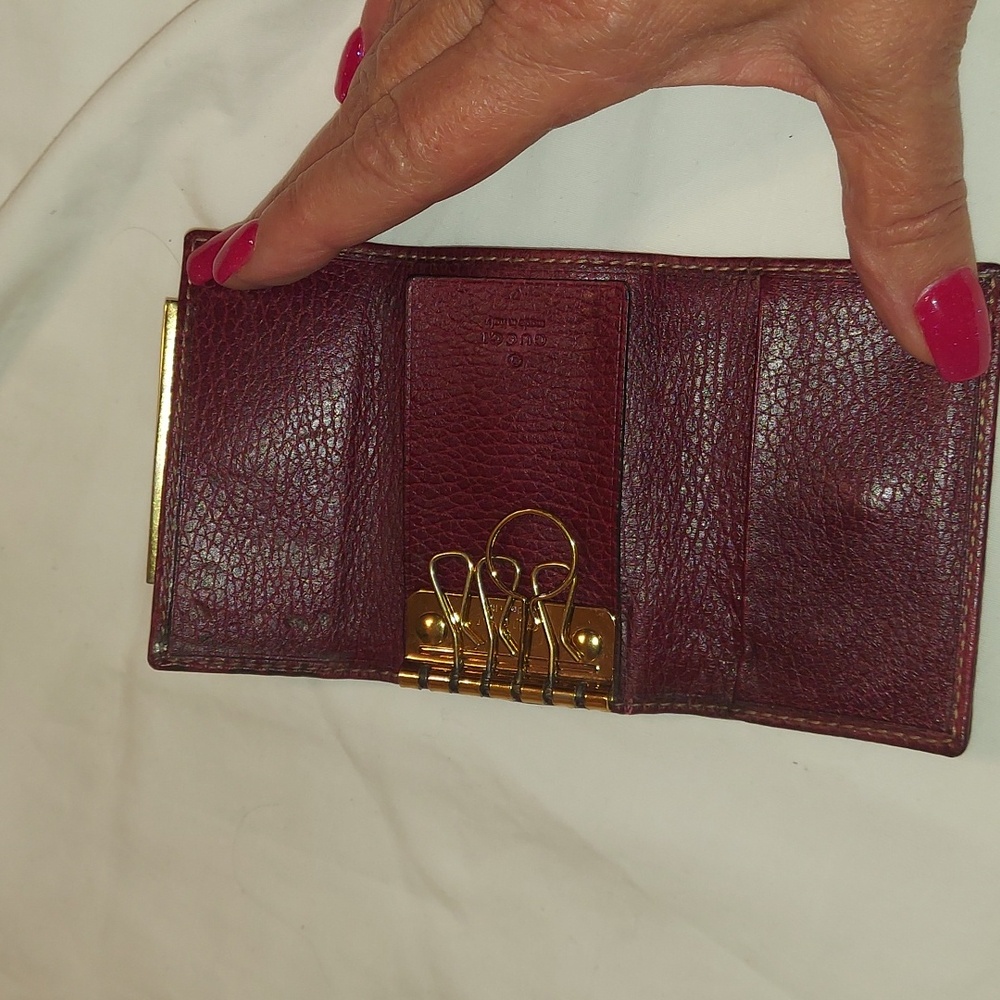 GUCCI SHERRY LINE GG Logo Canvas   Key Case Rare Burgundy Brown Cream Colorway. - Picture 5 of 9